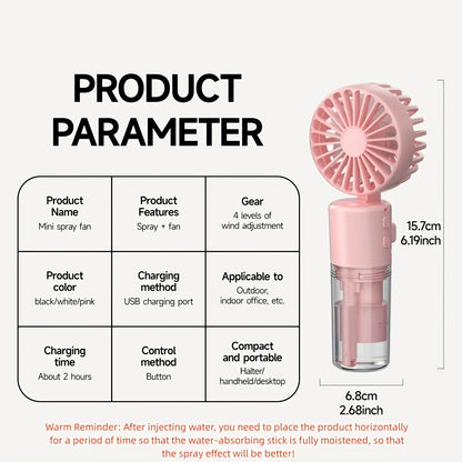 Handheld Mist Fan - Compact Foldable Desk Fan for Portable Neck Hanging Outdoor Cooling Experience