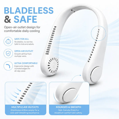 Hands-Free Neck Fan – Lightweight U-Shaped Portable Cooling Solution for Summer Travel, Outdoor Activities, Office Use, and Daily Comfort