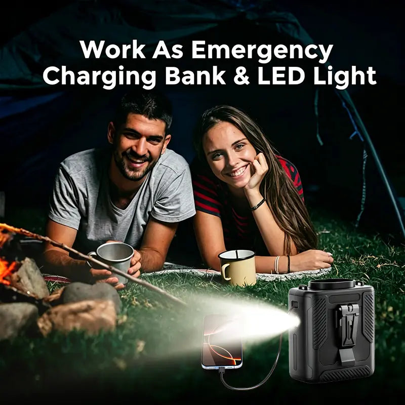 HOOYS Personal Waist Portable Rechargeable Fan, 6000Mah Battery Power Bank, 5 Speeds 5300RPM Airflow, LED Light, Wearable Belt Fan for Outdoor, Jobsite, Farms, Traveling, Fishing